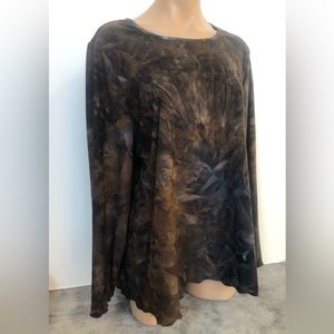 Avenue Black Brown Tie Dye Shirt Top Sz 18/20 1X